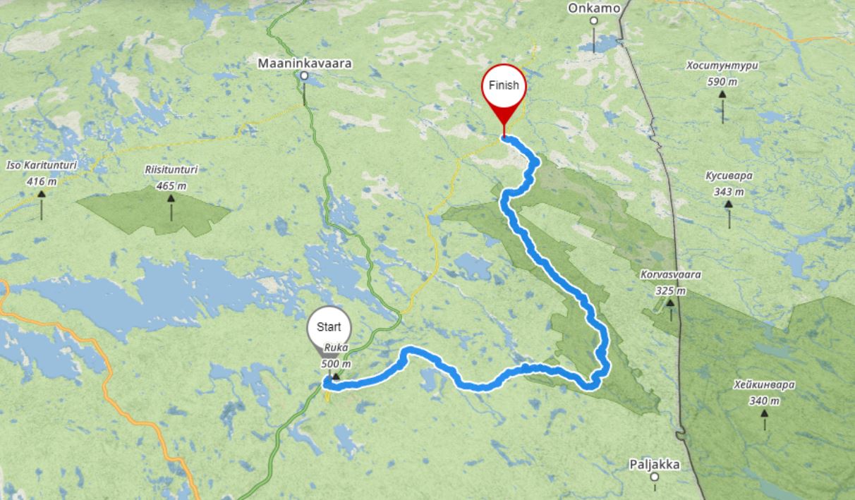 Mapa szlaku Karhunkierros, Park Narodowy Oulanka